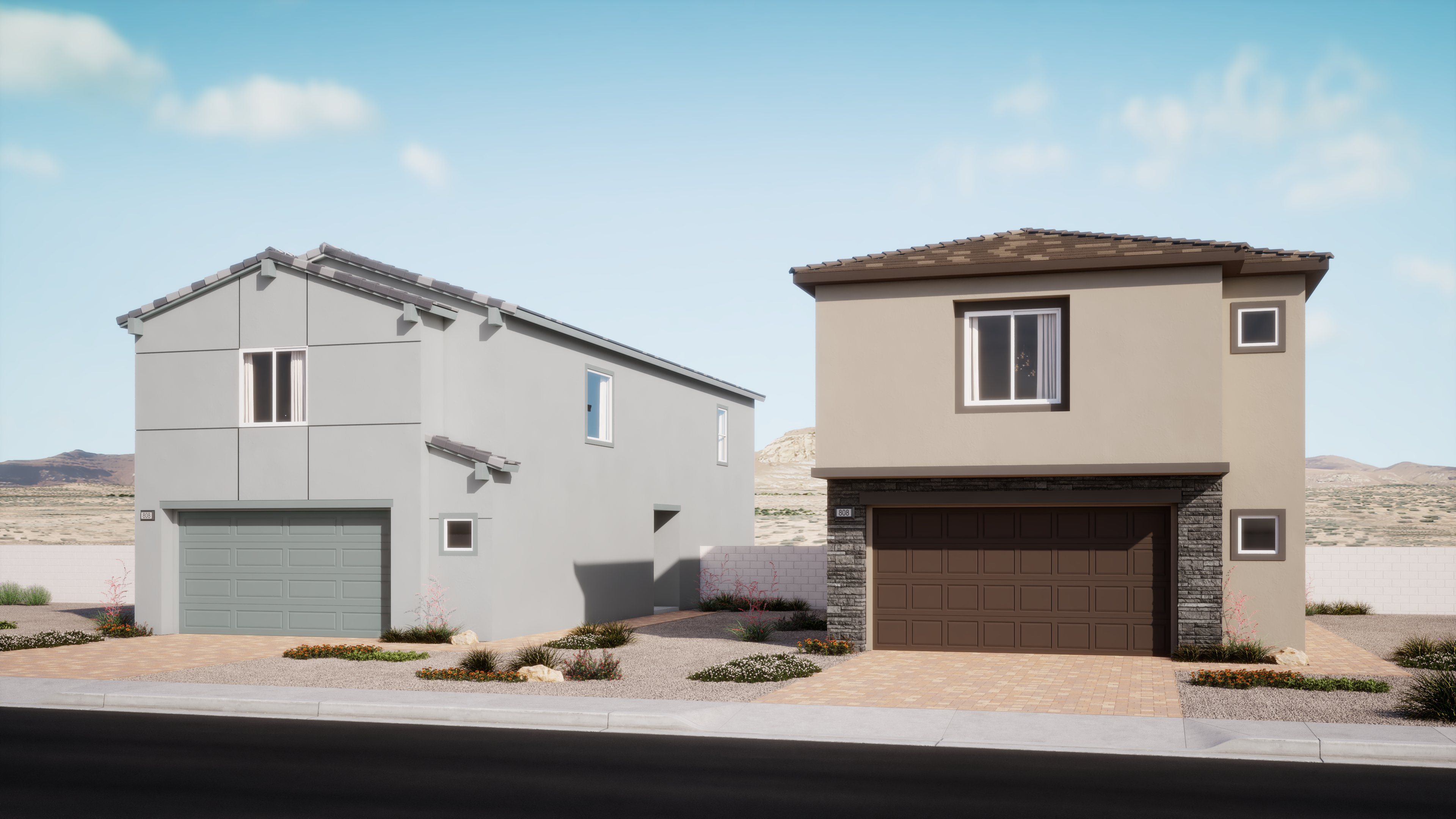 Streetscape of new homes