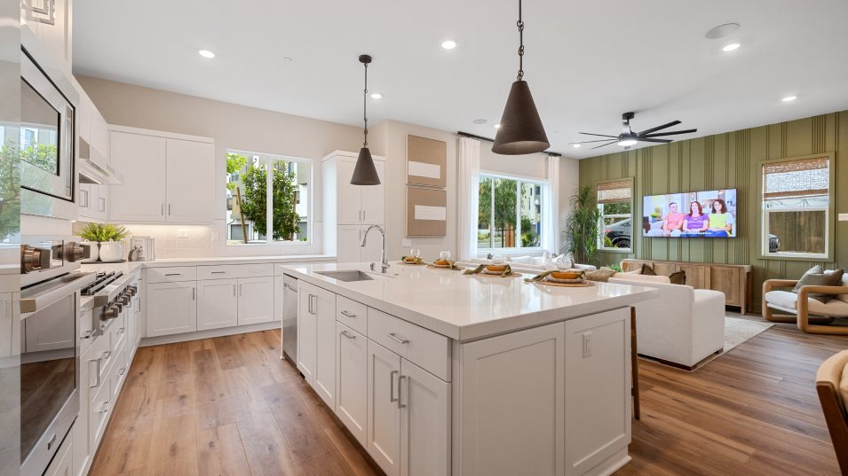 Kitchen island overlooking the family room