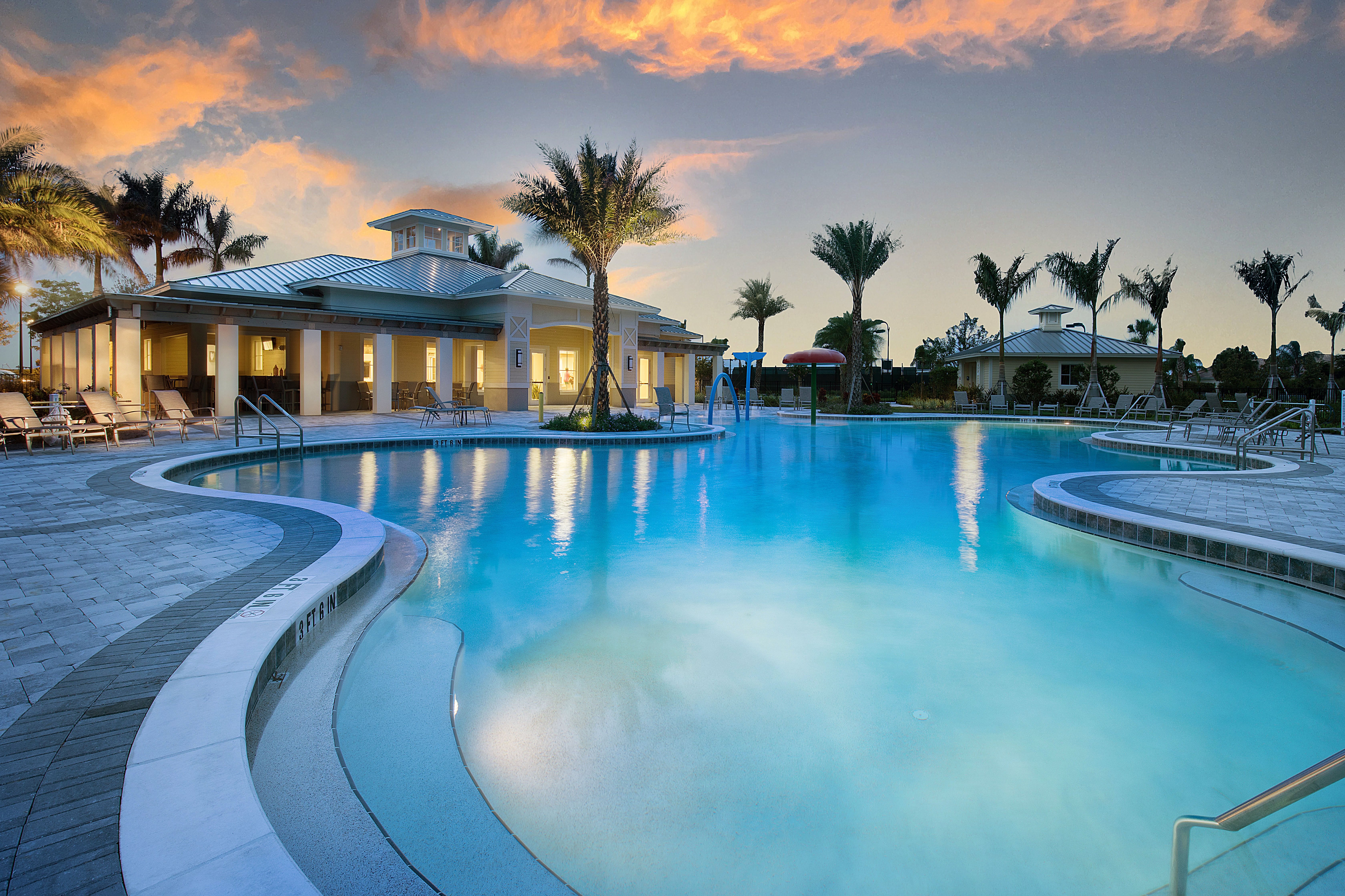 Rear Pool Clubhouse at Dusk