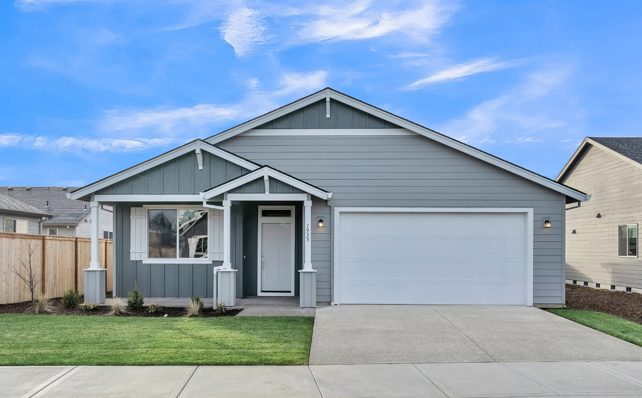 Single-story new construction home exterior