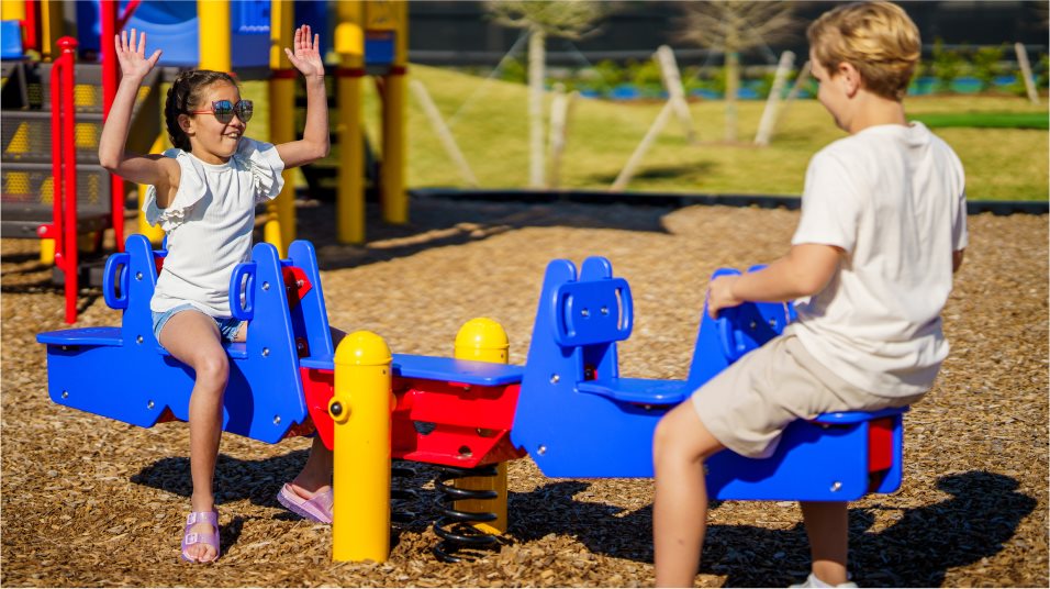 Kids playing on playground 