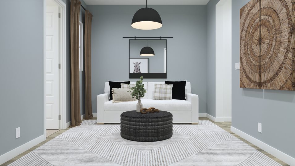 Flex space styled as a secondary living space