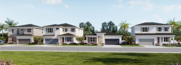 Streetscape of Lennar home exteriors