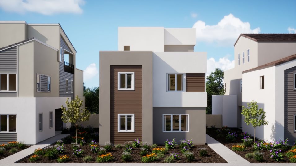 Transitional-style home rendering