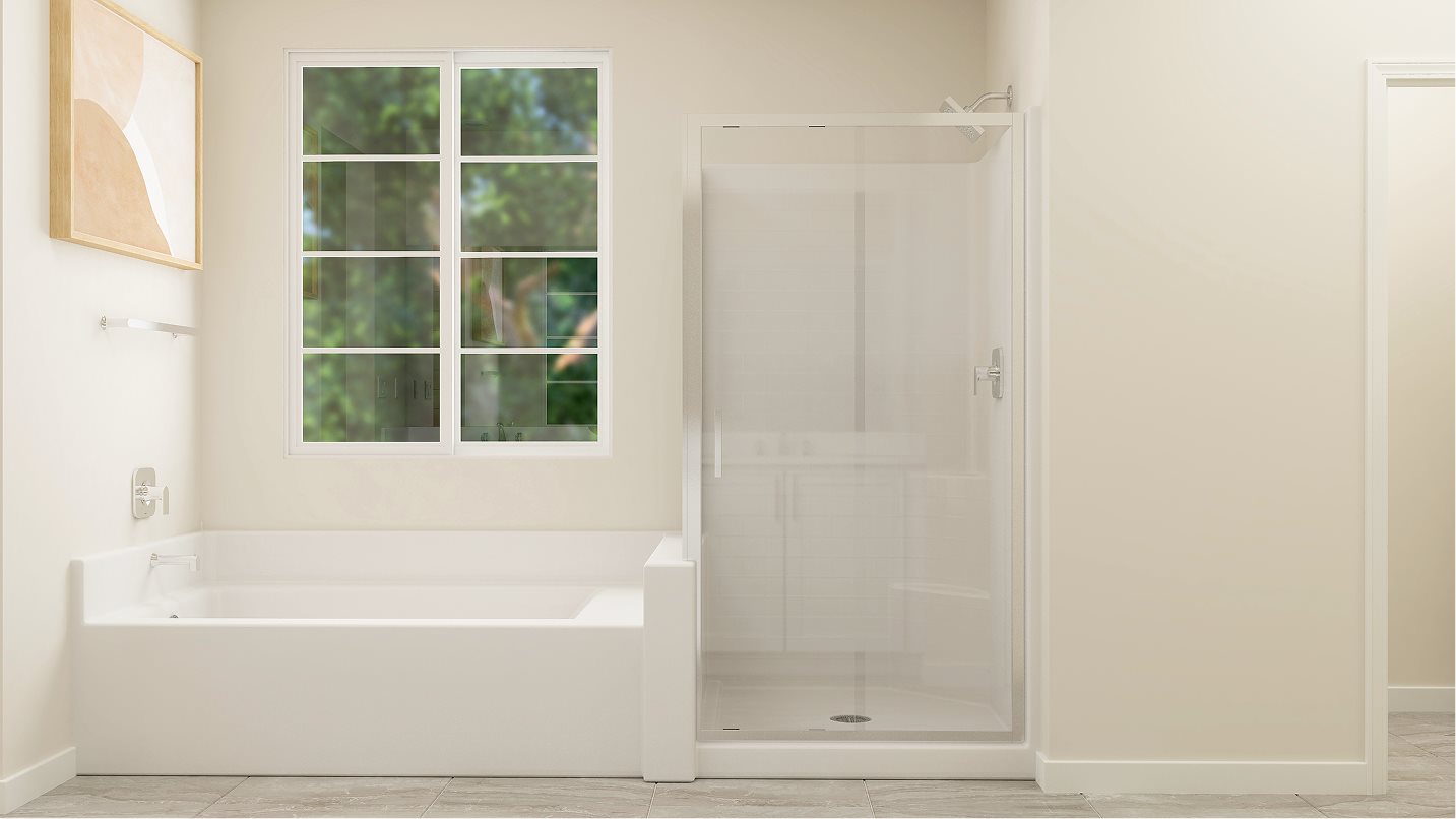 owners suite bathroom tub and shower