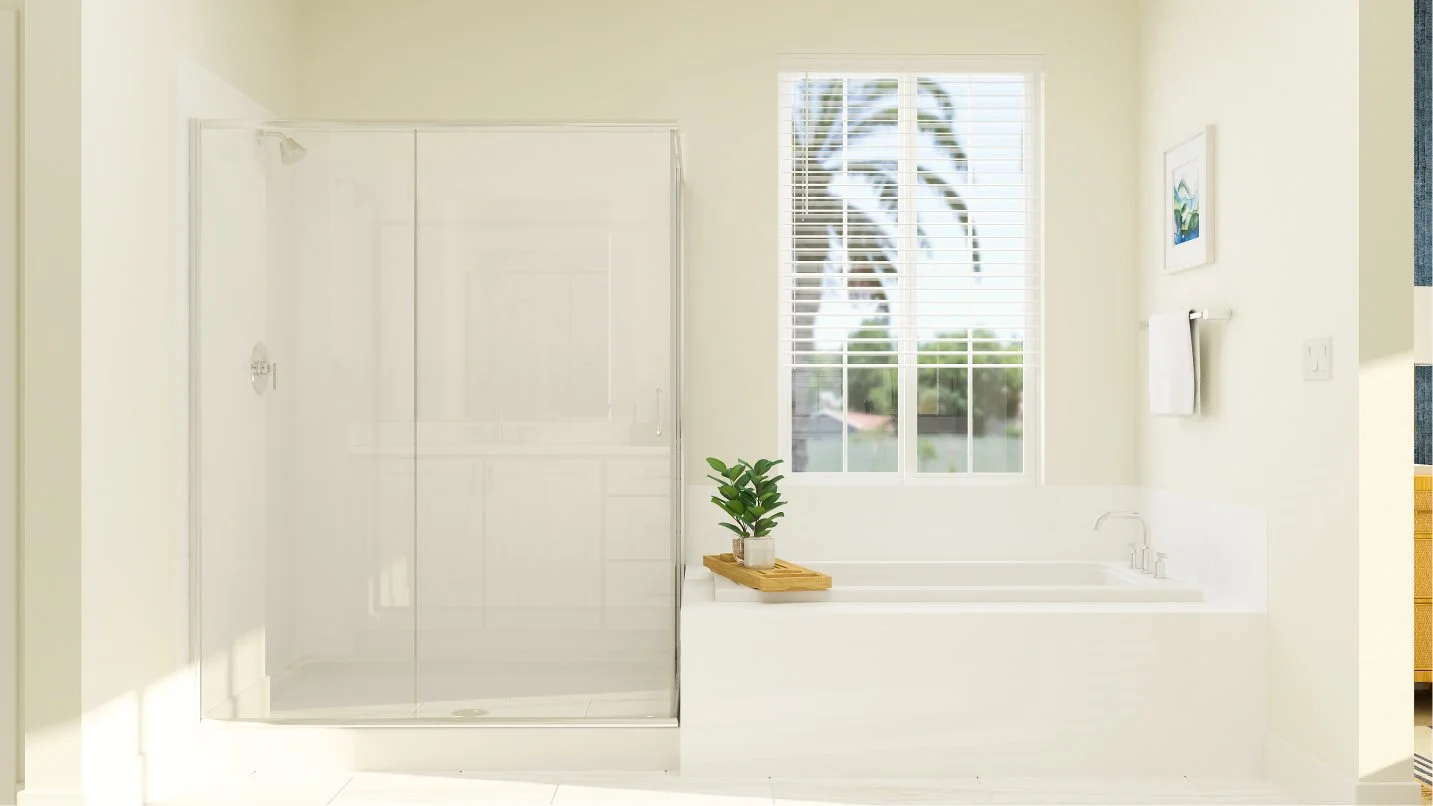 Owners bathroom shower and tub