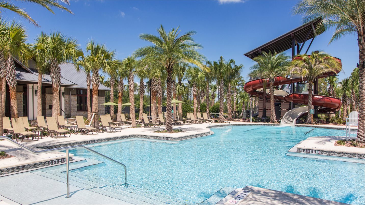 Swimming pool and water slide