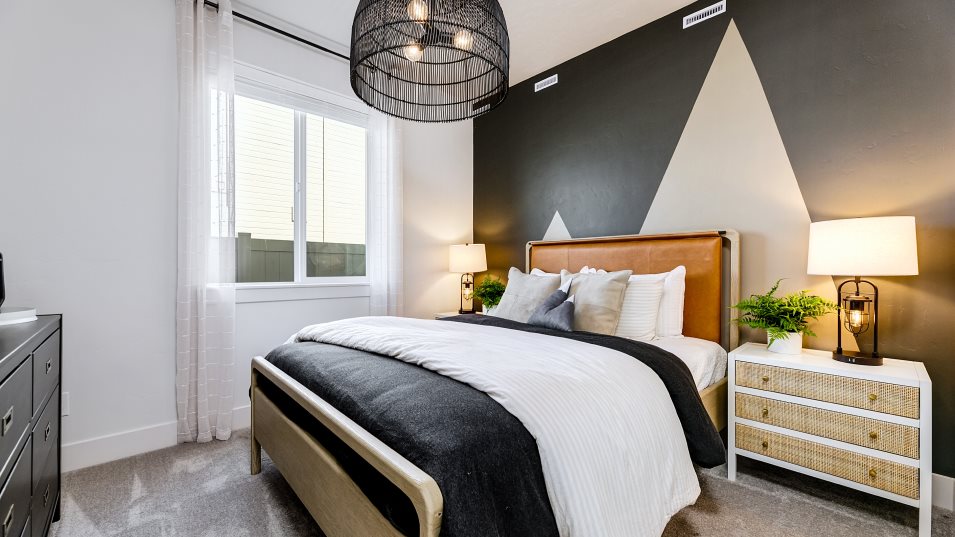 Furnished bedroom styled as a guest room