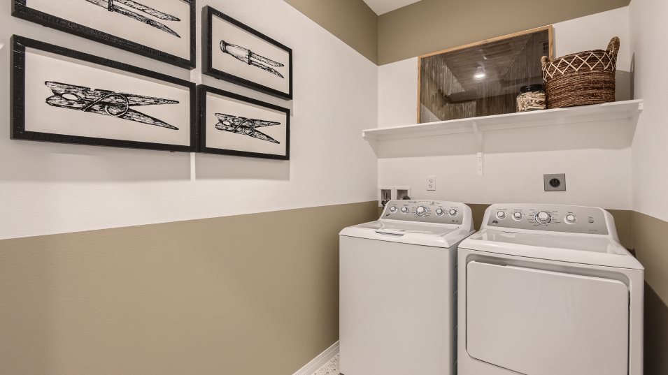 Laundry room with washing machine and dryer