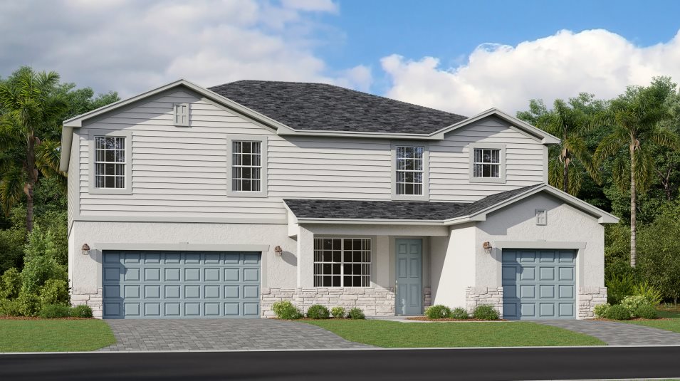 A classic-inspired exterior with open gable rooflines