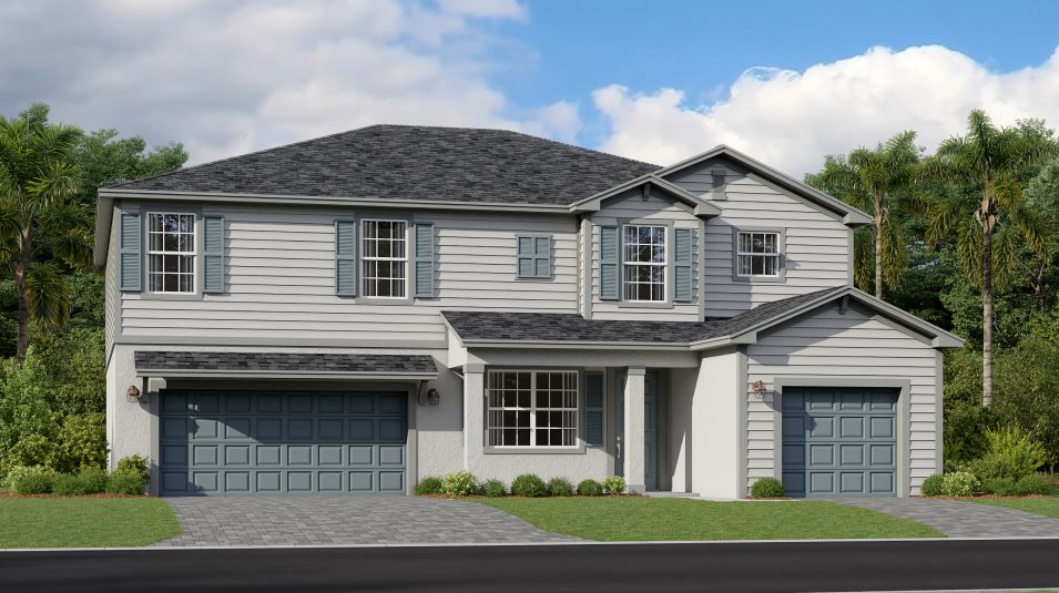 A traditional-inspired exterior with stucco finish